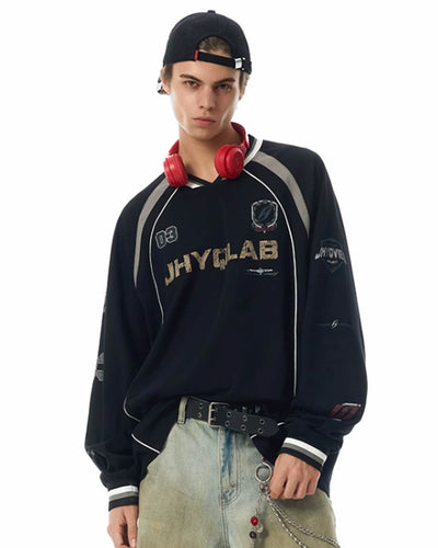 JHYQ Letter Printing Sports Long Sleeved Jersey Tee | Face 3 Face