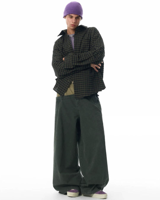 JHYQ Vintage Plaid Patchwork Long Sleeved Shirt | Face 3 Face