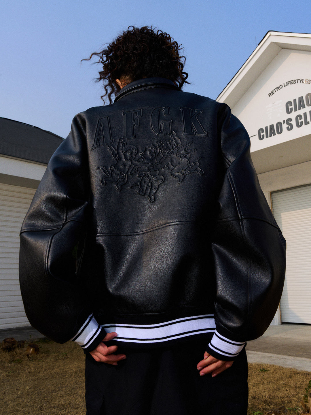 AFGK Angel Leather Varsity Jacket