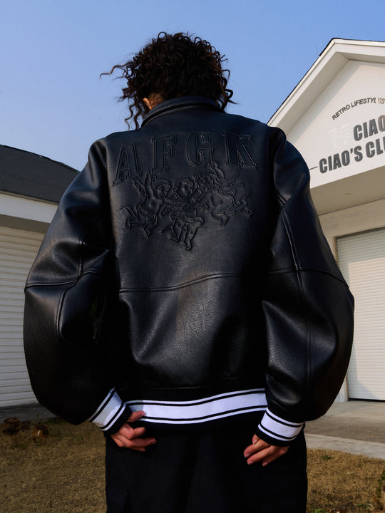 AFGK Angel Leather Varsity Jacket