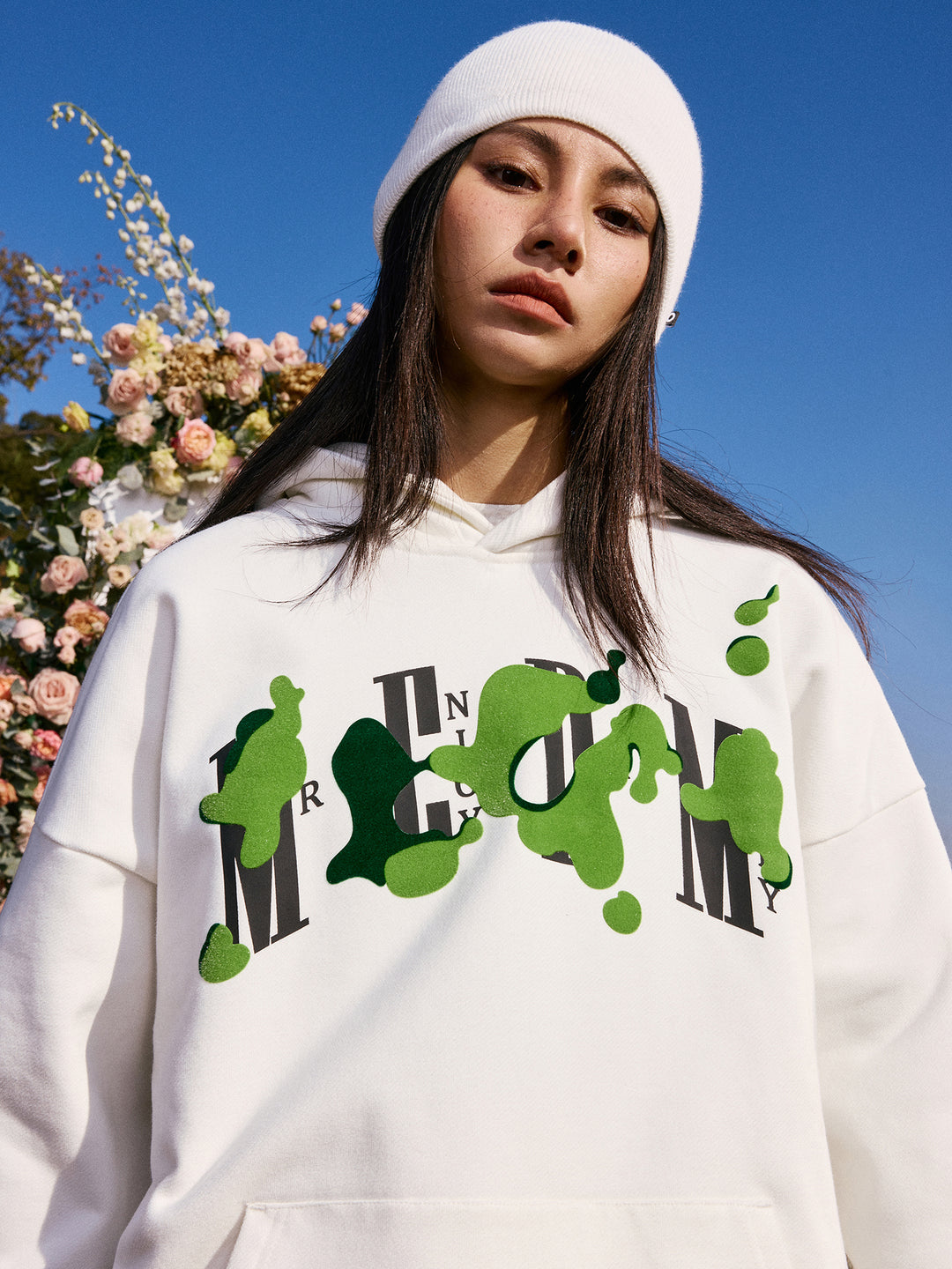 MEDM Grass Flocked Printed Hoodie
