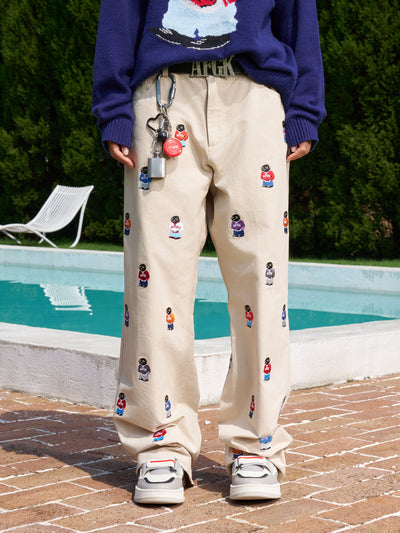 AFGK Embroidery Bear Work Pants | Face 3 Face