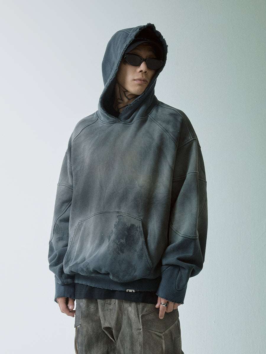 F2CE Handmade Gradient Spray Dye Destruction Hoodie | Face 3 Face