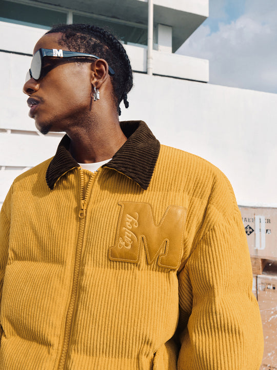 MEDM Corduroy Lapel Color Blocking Down Jacket | Face 3 Face