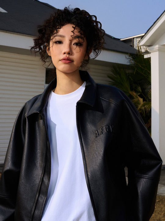 AFGK Angel Leather Varsity Jacket