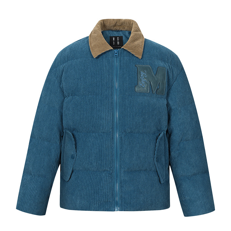 MEDM Corduroy Lapel Color Blocking Down Jacket | Face 3 Face