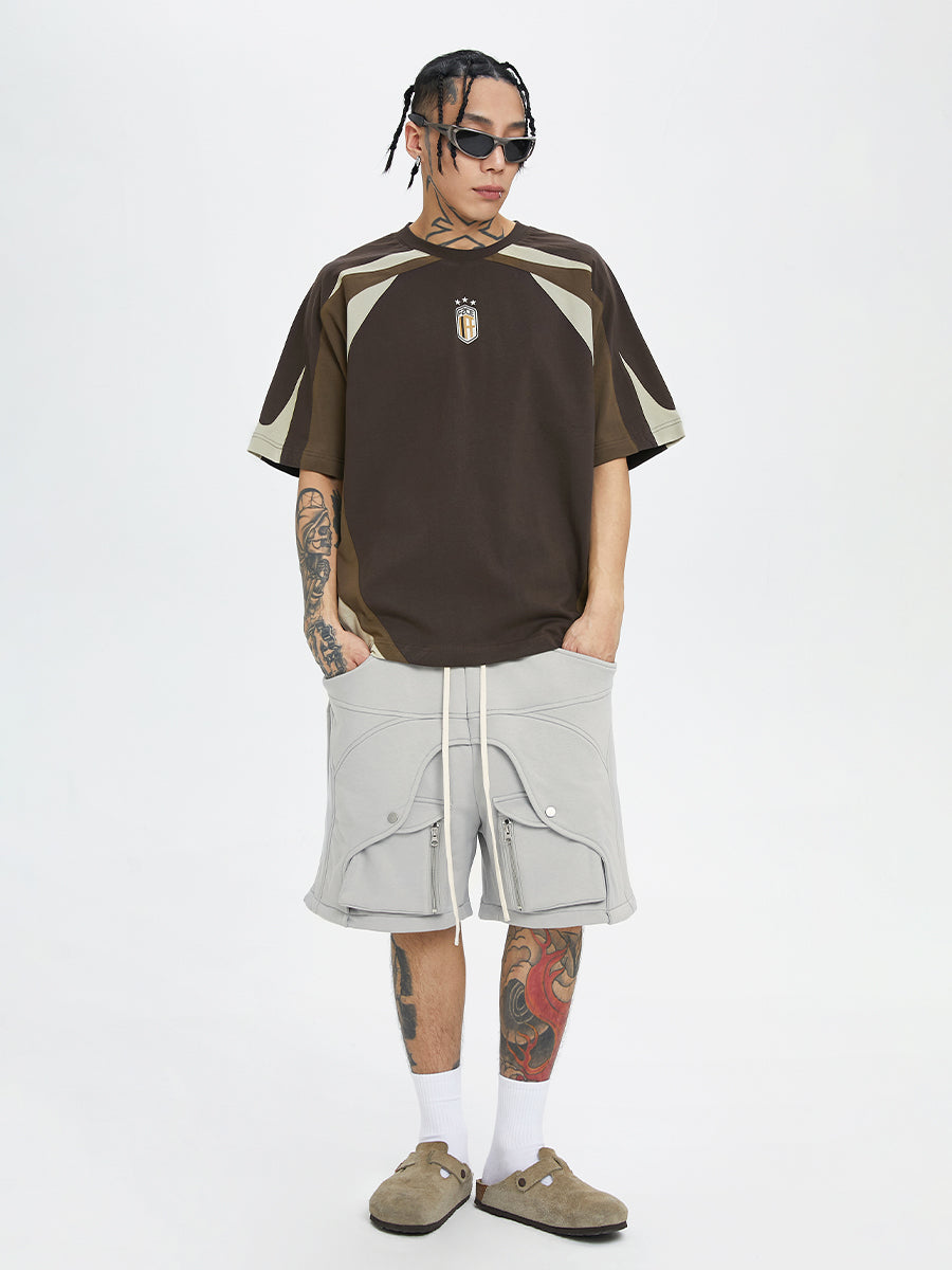 F2CE Deconstruction Stitching Contrast Color Printing Jersey Tee
