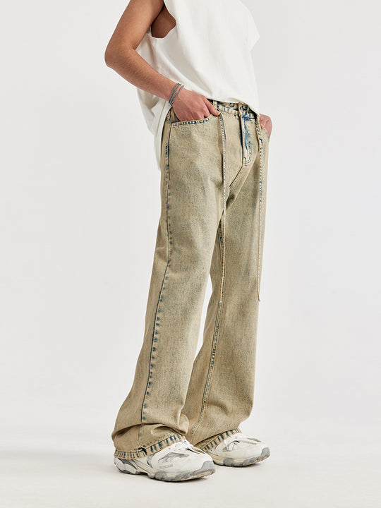 F3F Select Yellow Mud Dyed Old Washed Micro Jeans