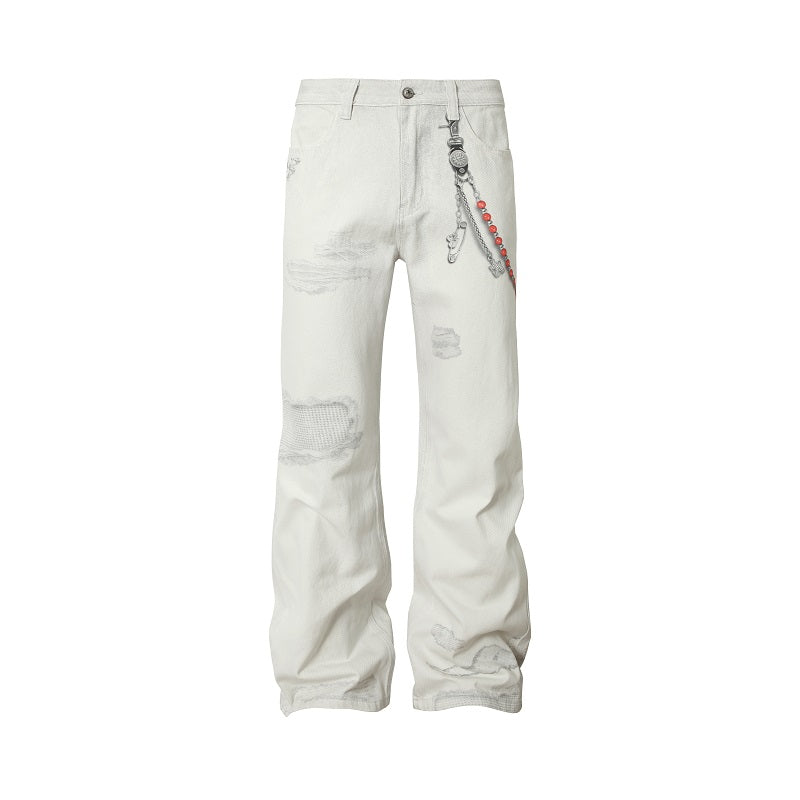 YADcrew Chain Embossed Print Jeans | Face 3 Face