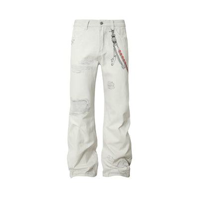 YADcrew Chain Embossed Print Jeans | Face 3 Face