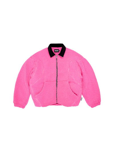 MHARF Rose Pink Zip Up Sherpa Fleece Jacket | Face 3 Face