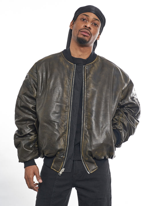 F3F Select Reversible PU Leather MA-1 Bomber Jacket | Face 3 Face