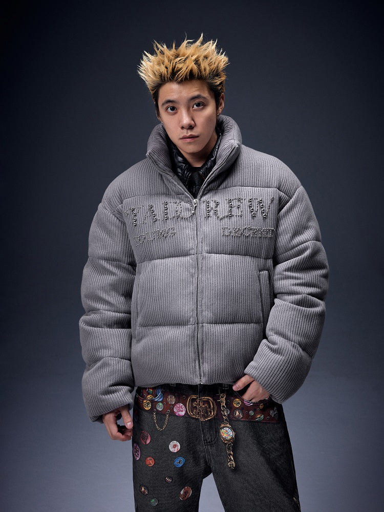 YADcrew Metal Pearl Knit Puffer Jacket | Face 3 Face