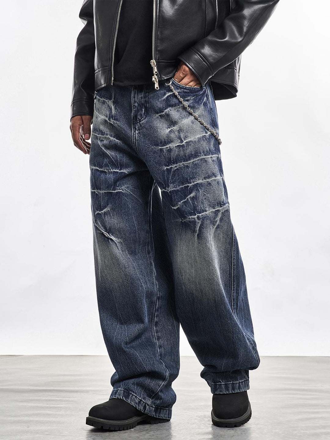 F3F Select Cat Whisker Washed Distressed Baggy Jeans | Face 3 Face