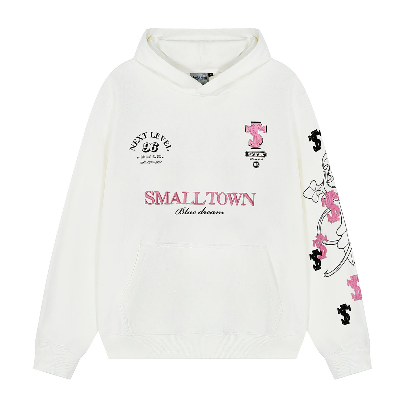 Small Town Kid Cross Print Patch Logo Leather Hoodie | Face 3 Face