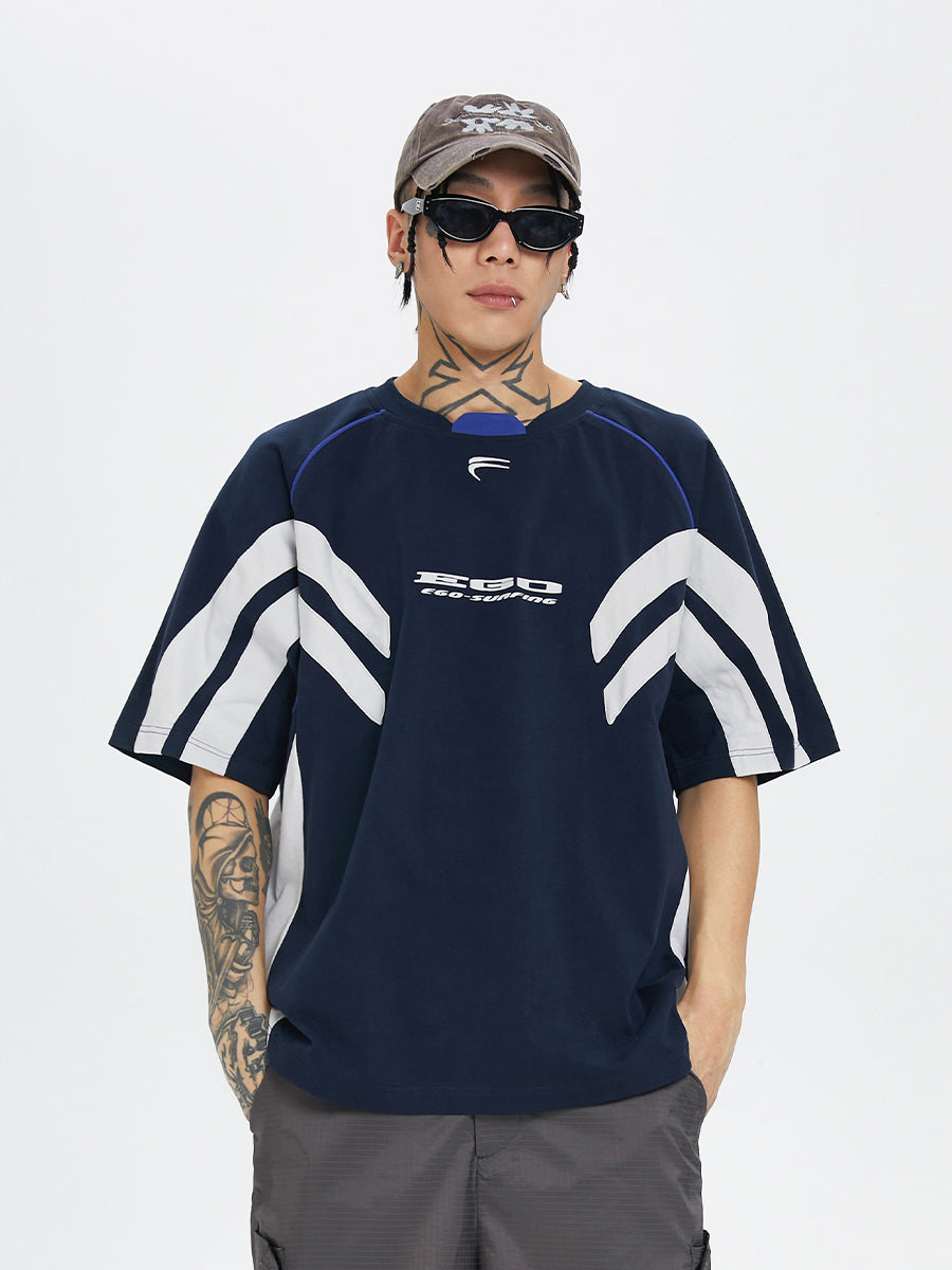 F2CE Contrasting Color Printing Embroidery Tee