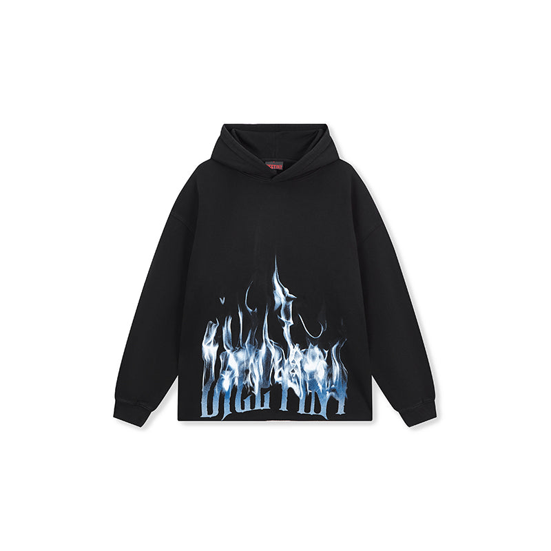 DICETINY Logo Flame Printed Hoodie | Face 3 Face