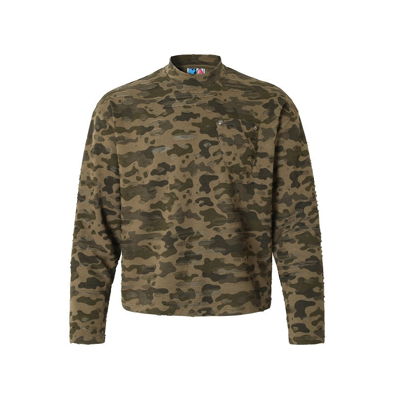 YADcrew Wormhole Camouflage Pocket Long Sleeve Tee | Face 3 Face