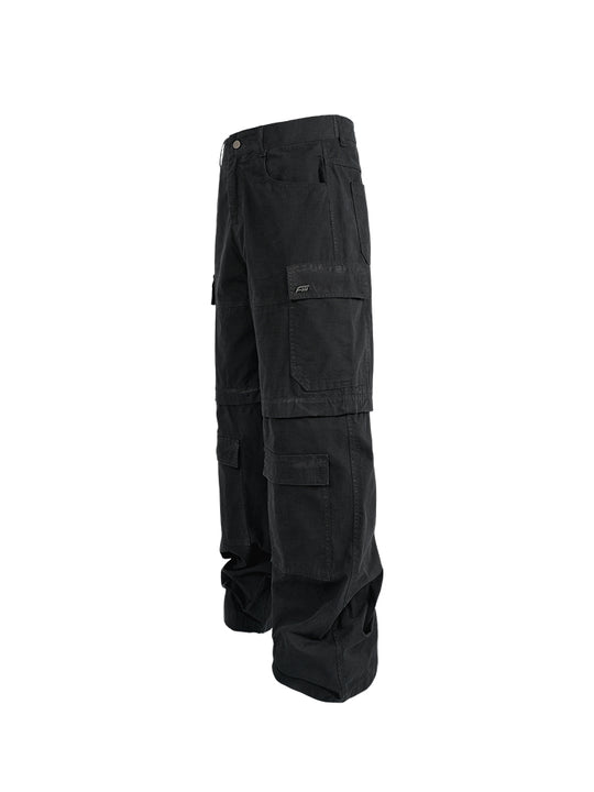 ANTIDOTE Removable Canvas Plaid Pocket Work Cargo Jeans