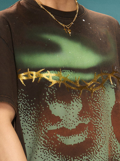 YADcrew “Northern Lights” Digital Printed Washed Spray Tee | Face 3 Face