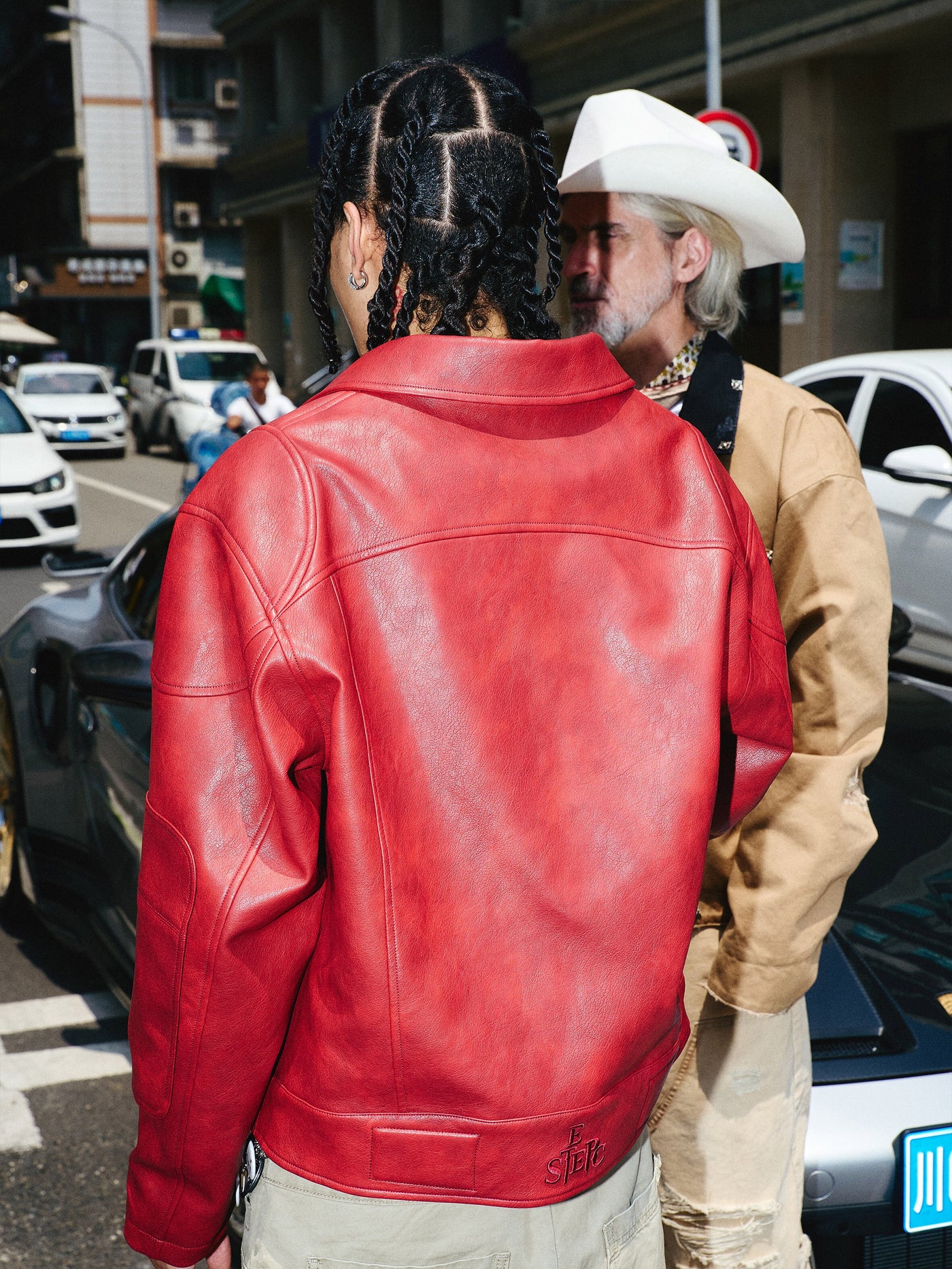 STEEPC Aged Washed Burgundy Red Short Leather Jacket | Face 3 Face