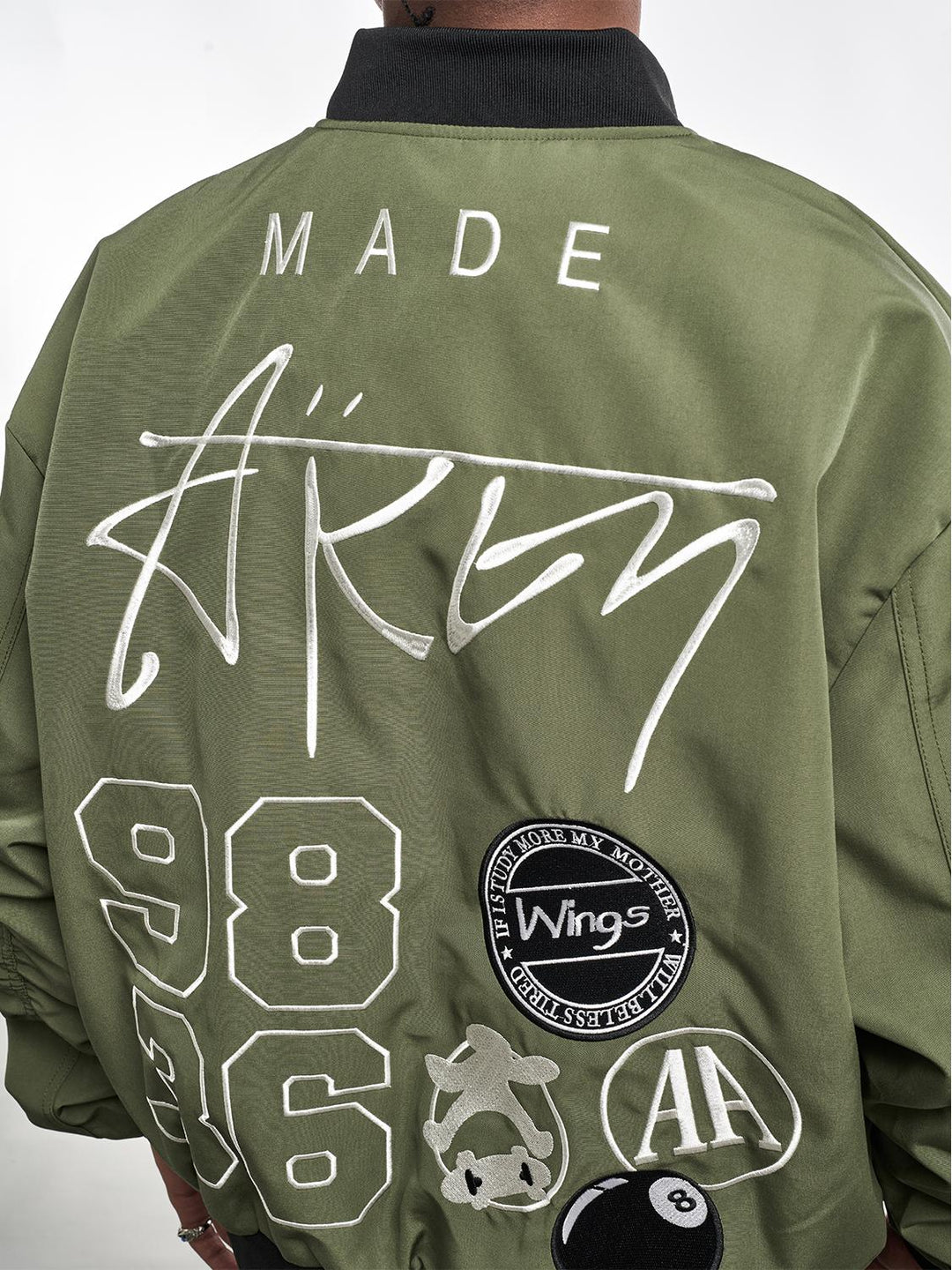 F3F Select Letter Embroidered Bomber Jacket | Face 3 Face