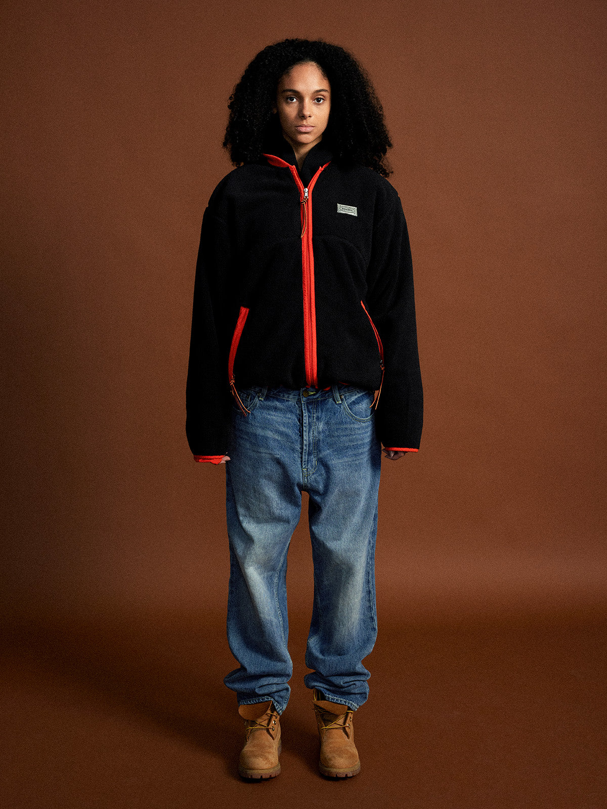 MHARF Black Hit Orange Sherpa Fleece Jacket | Face 3 Face