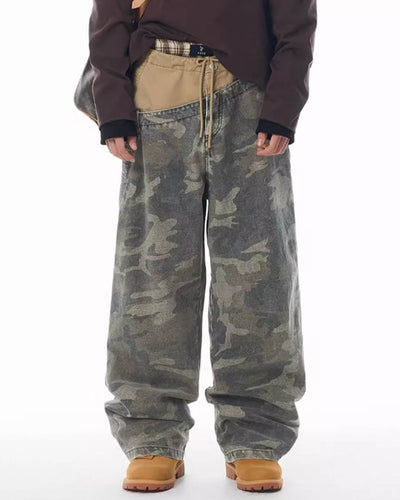 JHYQ 3D Pseudo Double Waist Camouflage Baggy Work Pants | Face 3 Face