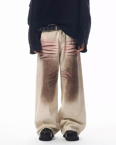 JHYQ Color Dirty Dyed Baggy Jeans | Face 3 Face