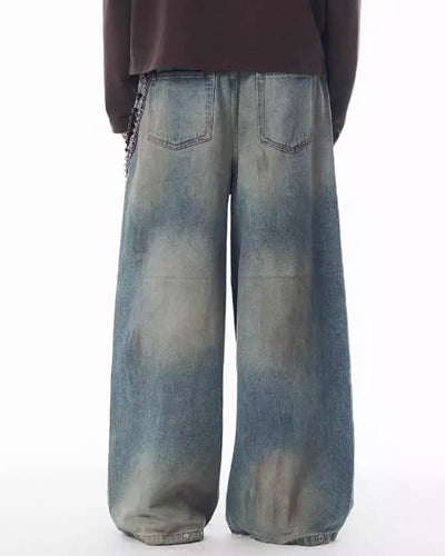 JHYQ Distressed Contrast Dyed Holes Baggy Jeans | Face 3 Face