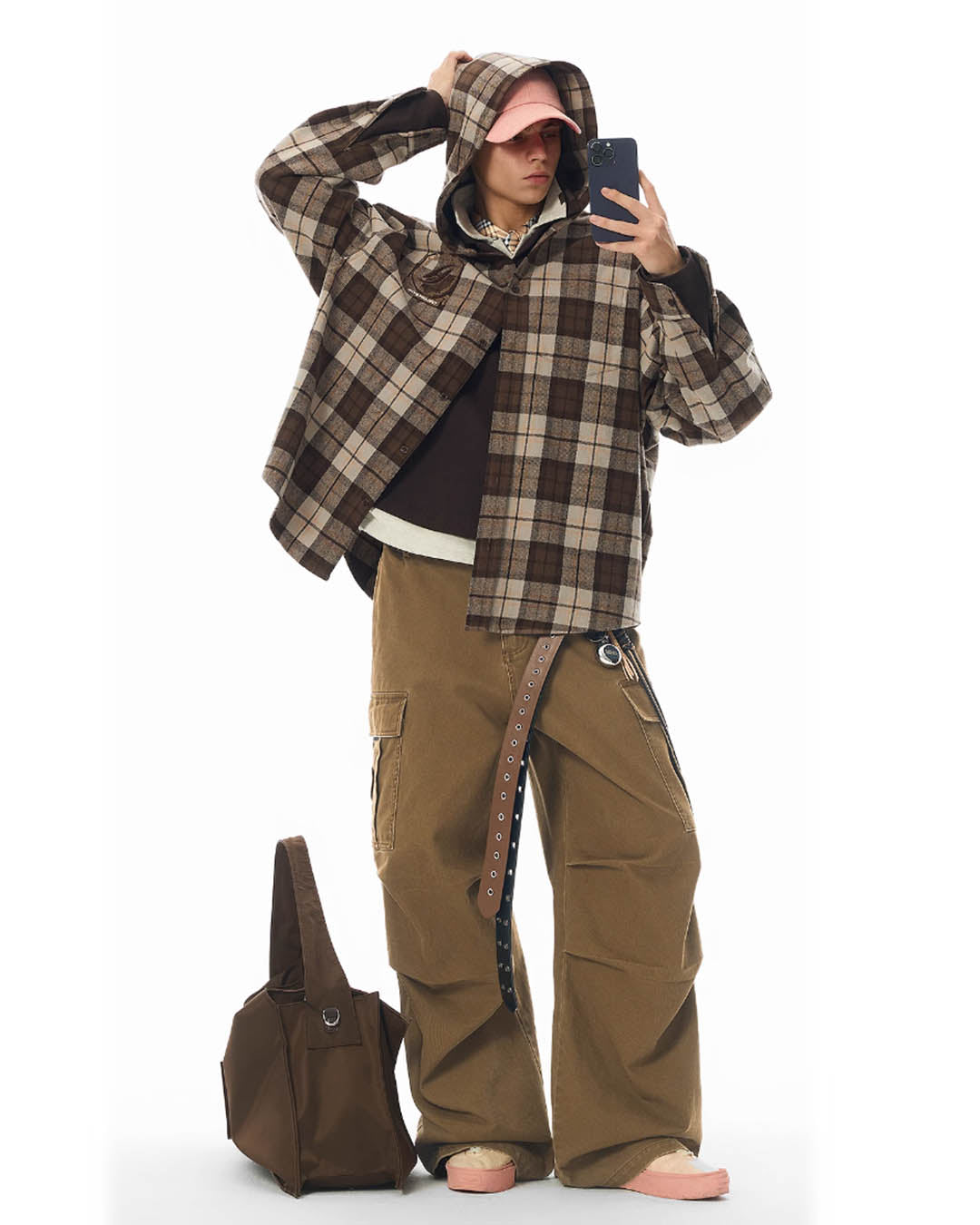 JHYQ Work Plaid Embroidery Hooded Shirt Jacket | Face 3 Face