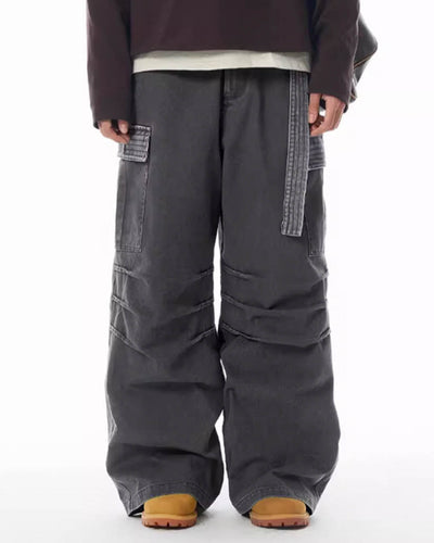 JHYQ Contrast Color Pleated Baggy Cargo Pants | Face 3 Face