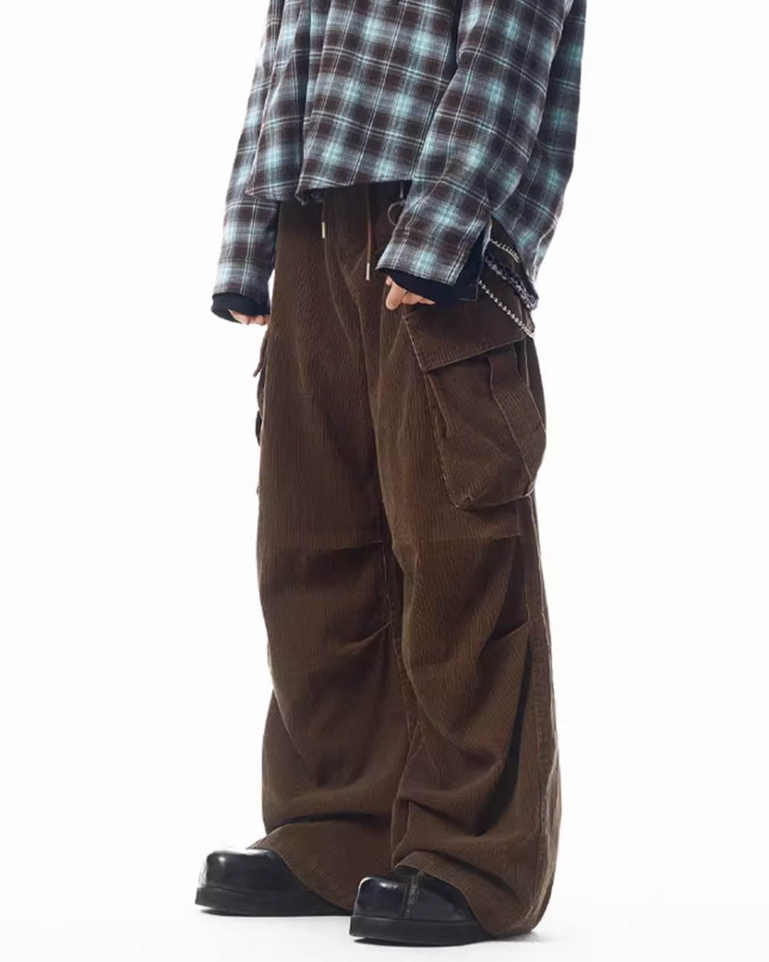 JHYQ Corduroy Pleated Baggy Pants | Face 3 Face