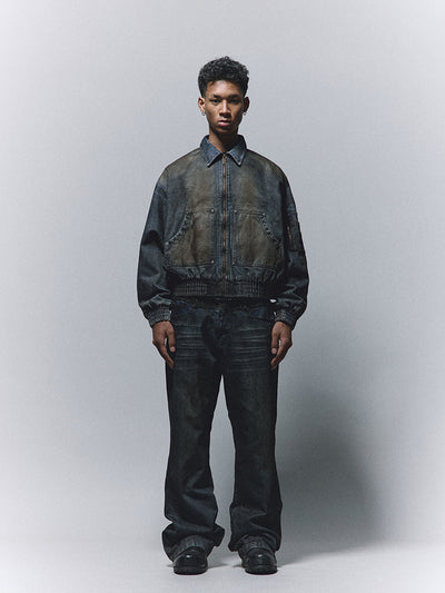 ANTIDOTE Dirty Wash MA-1 Denim Jacket | Face 3 Face