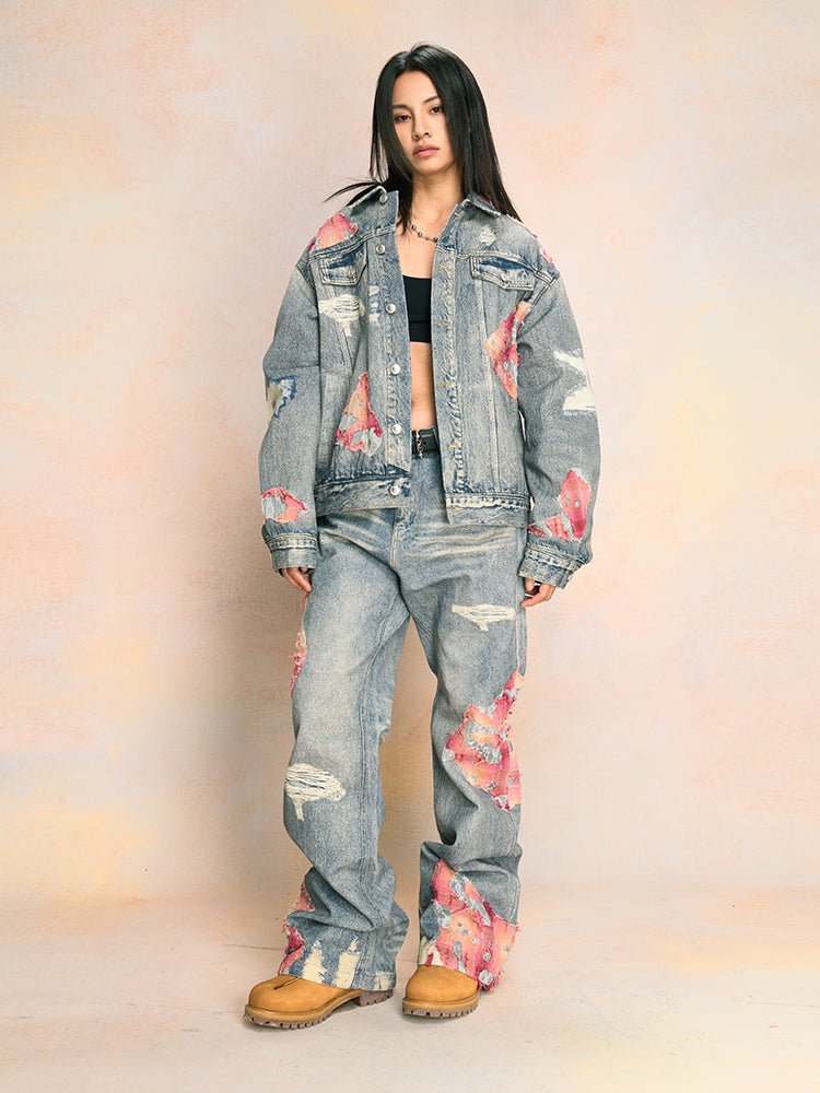 YADcrew Evening Lace Print Denim Jeans | Face 3 Face