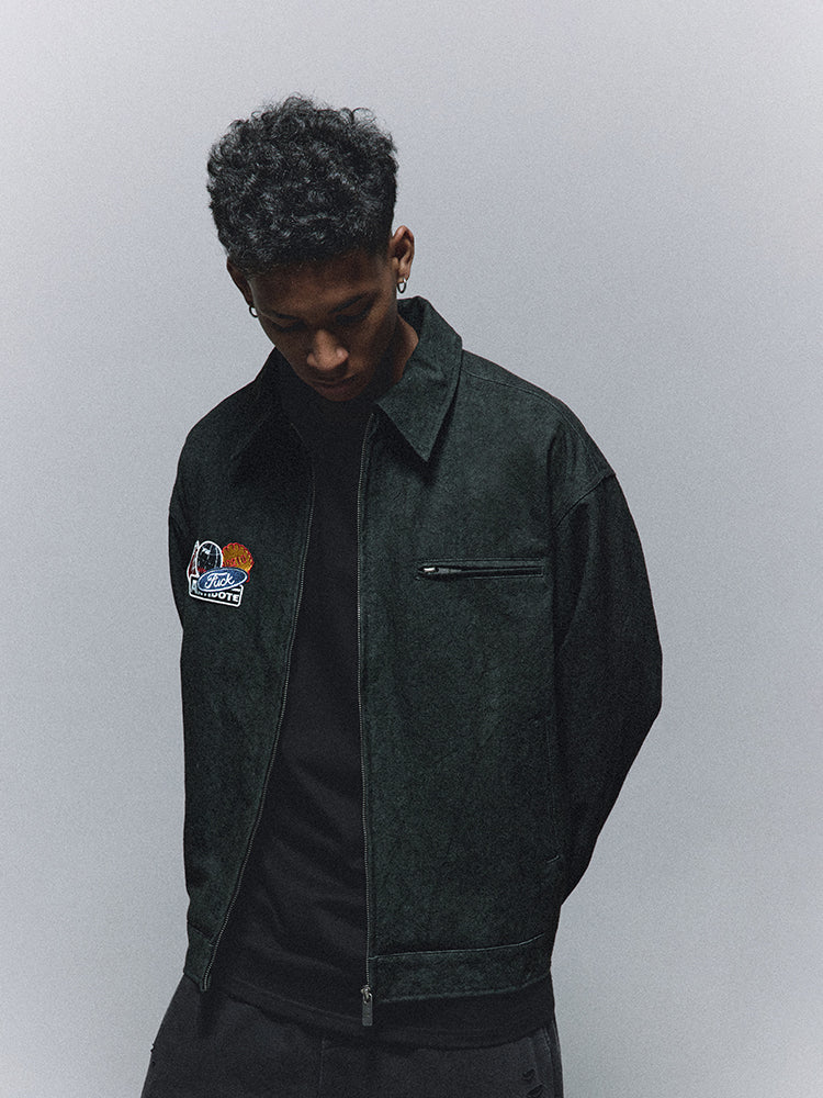 ANTIDOTE Badge Embroidery Lapel Detroit Work Jacket | Face 3 Face