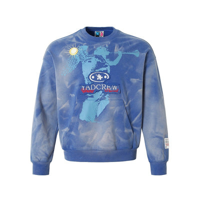 YADcrew Washed Patch Angel Embroidery Printed Sweatshirt | Face 3 Face