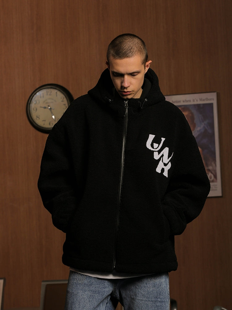 UNTILWERICH Slogan hooded Sherpa Fleece Jacket | Face 3 Face