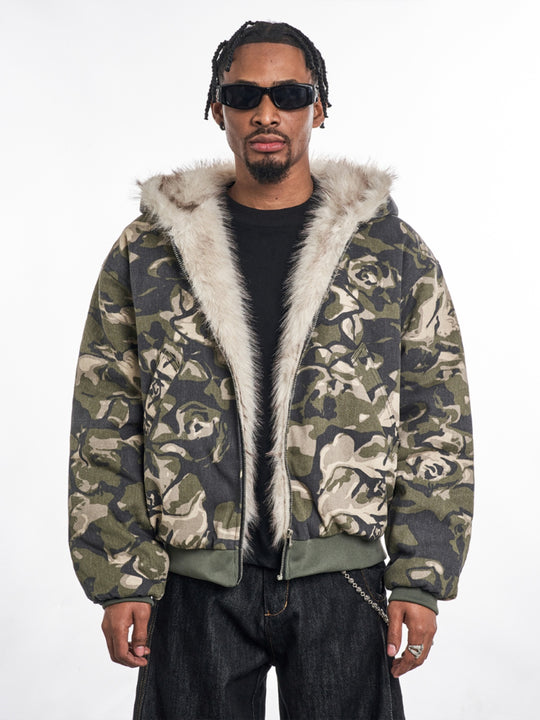 F3F Select Fur Lining Camouflage Hoodie Work Jacket | Face 3 Face