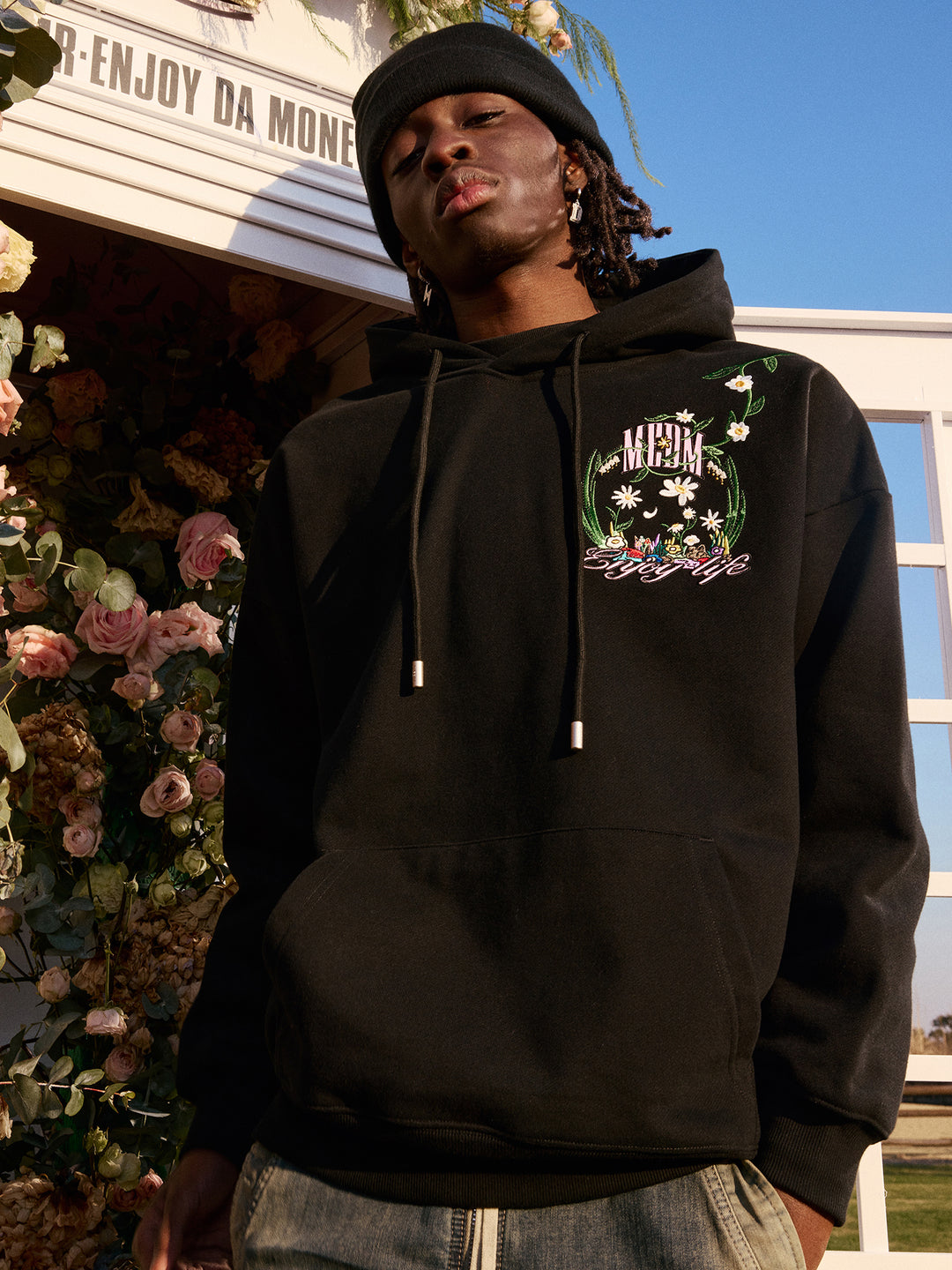 MEDM Embroidered Flowers Hoodie