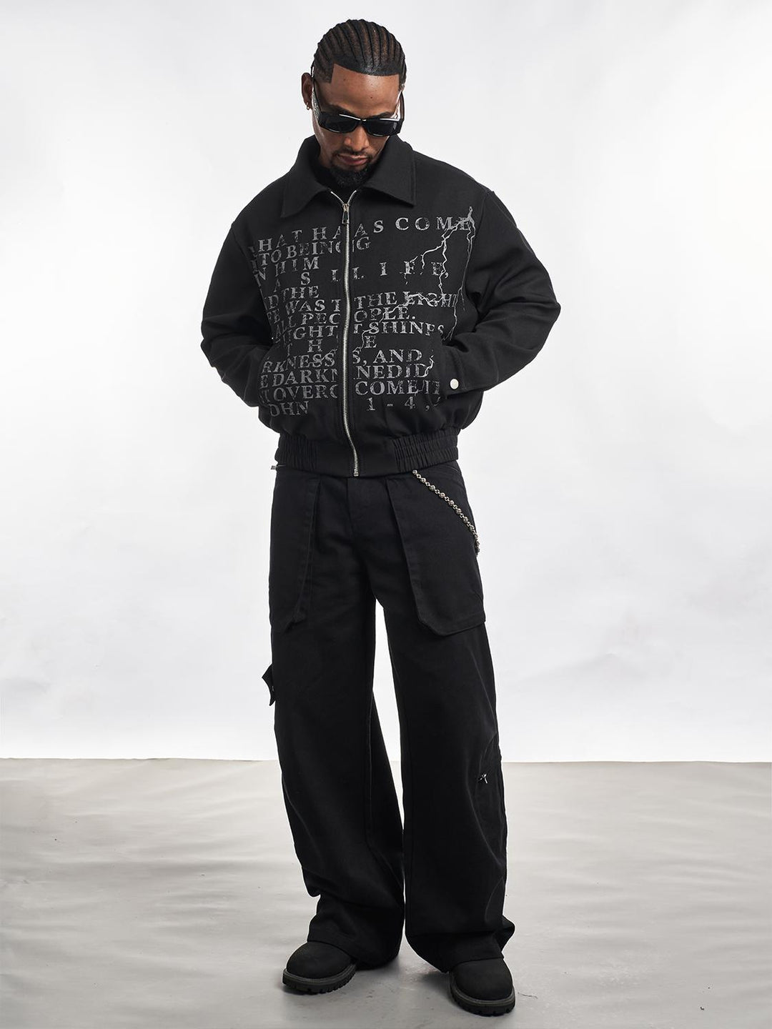 F3F Select Letter Printed Zip Short Jacket | Face 3 Face