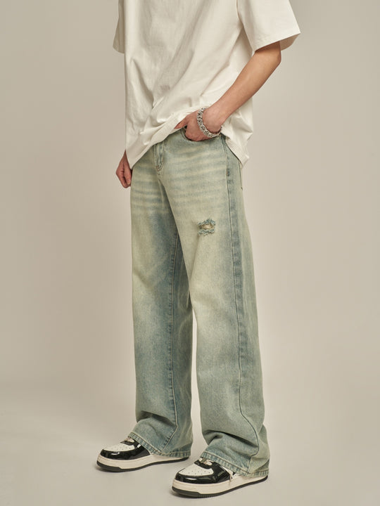 F3F Select Washed Simple Hole Jeans