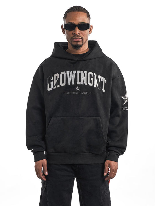 F3F Select Embroidered Faux Suede Hoodie | Face 3 Face