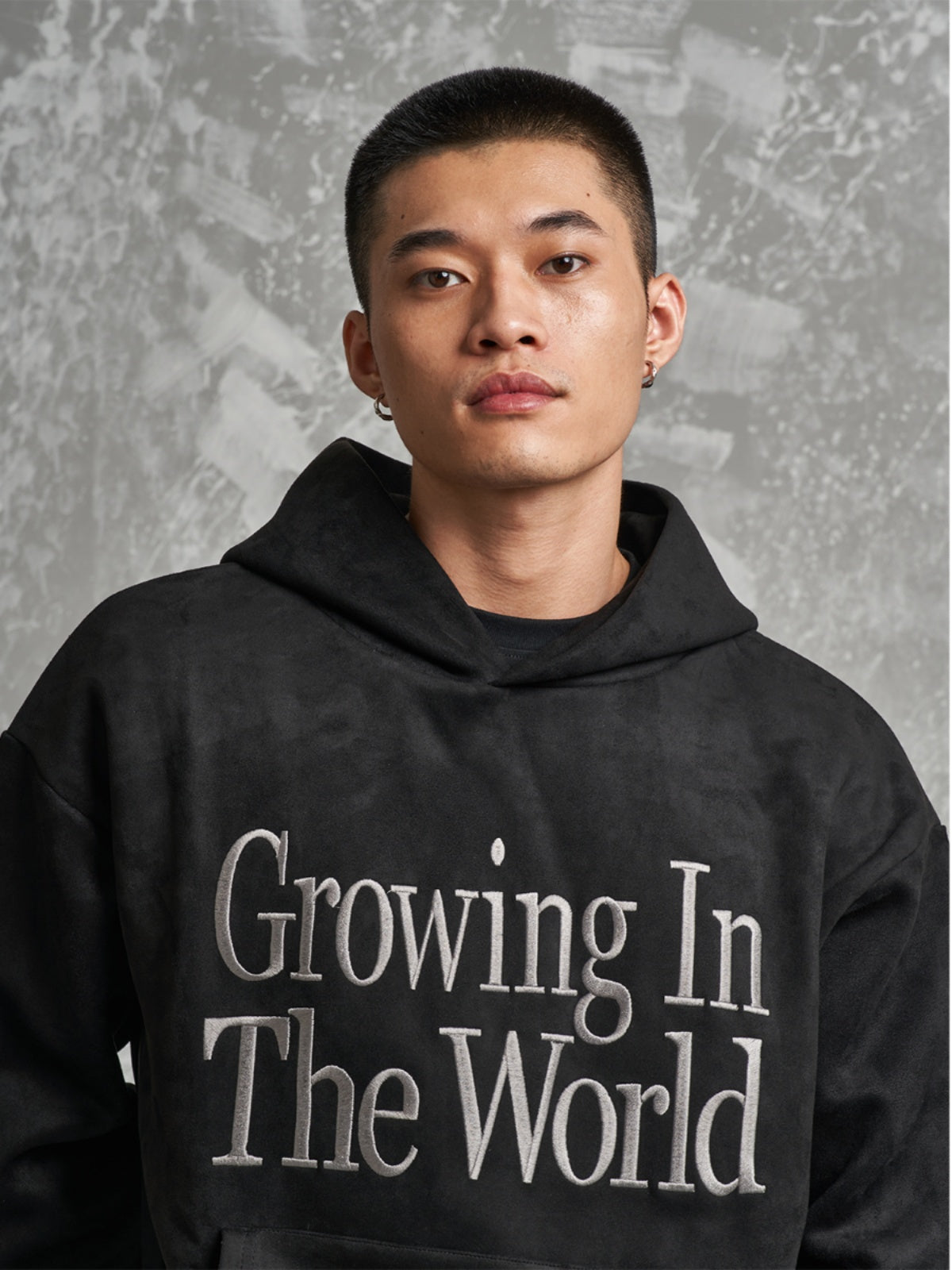 F3F Select Growing In The World Embroidered Suede Hoodie | Face 3 Face