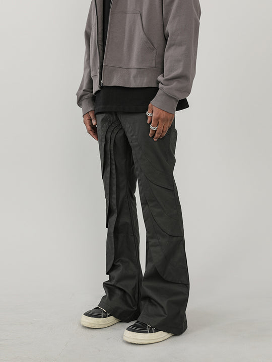 F3F Select Coated Waxed Black Micro Flare Pants