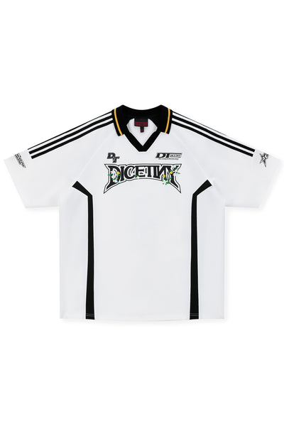 DICETINY Floral Logo Print Soccer Jersey Polo Shirt | Face 3 Face