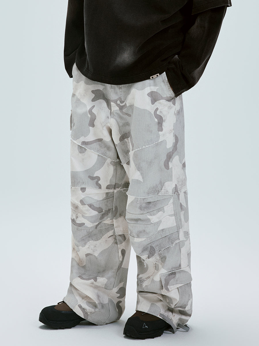 F2CE Gray White Camouflage Baggy Cargo Pants