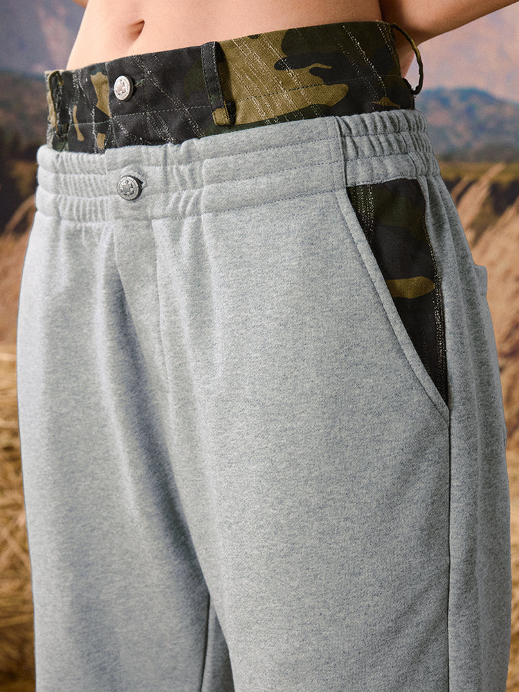 YADcrew Camouflage Double Waist Sweatpants | Face 3 Face