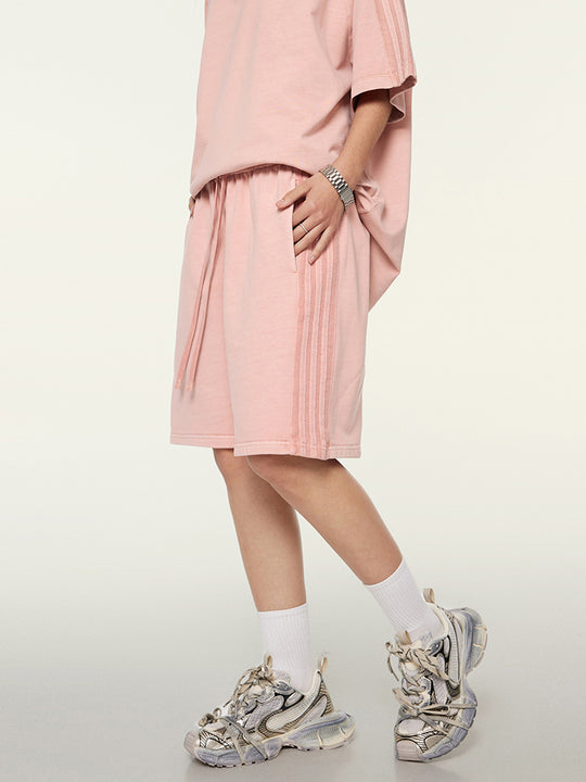 F3F Select Duty Washed & Old Spliced Striped Short Sweatpants