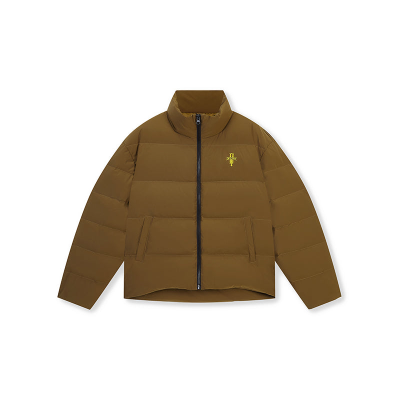 DICETINY Basic Logo Embroidered Stand Collar Down Jacket | Face 3 Face